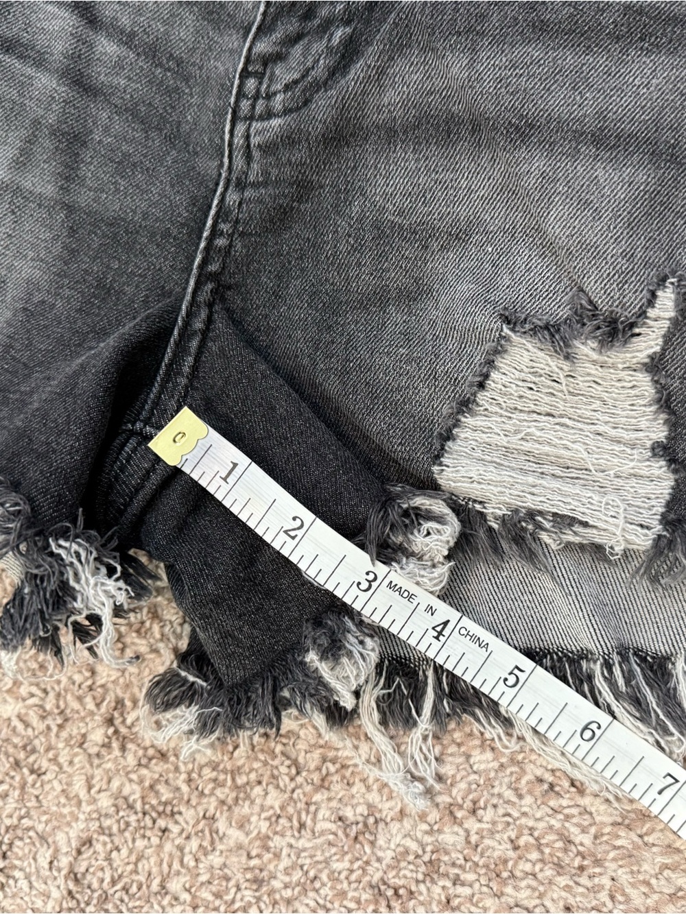 RISEN Women's High Rise Black Distressed Denim Shorts - Picture 4 of 6